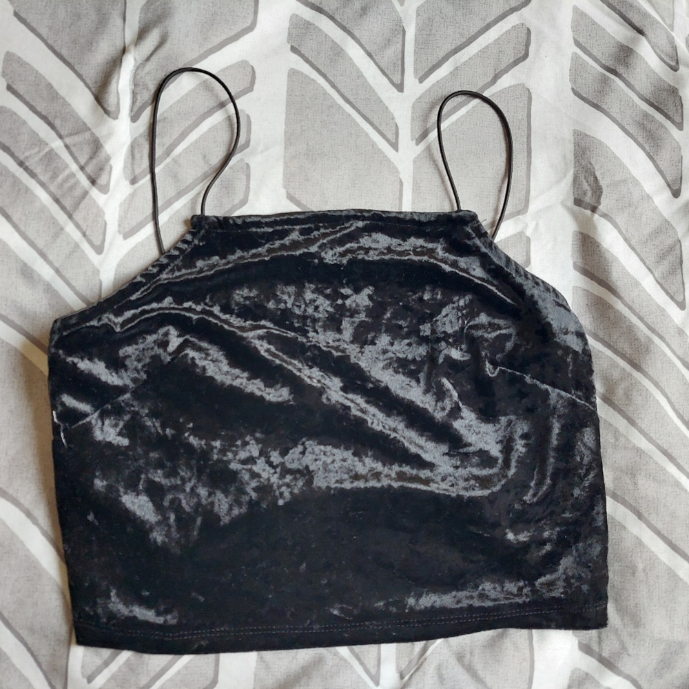 Crushed Back Velvet Crop Tank